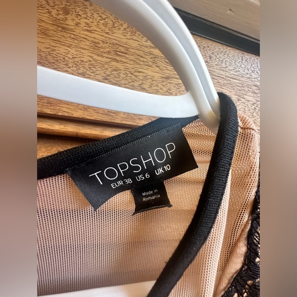 Topshop Women's Nude Mesh Lace Detail Plunge Romper Black Size US: 6 UK: 10 - Picture 11 of 15